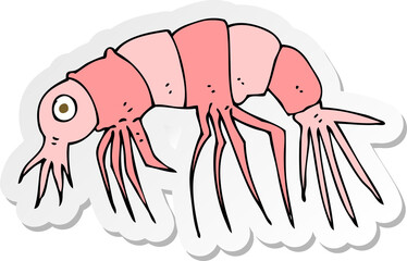 sticker of a cartoon shrimp