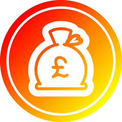 money sack circular in hot gradient spectrum