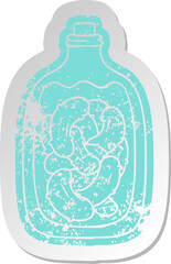 distressed old sticker jar of pickled gherkins
