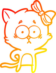 warm gradient line drawing cartoon cat