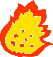 flat color illustration of a cartoon burning fire