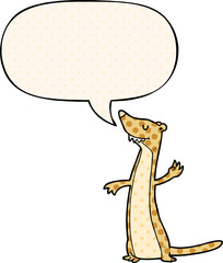 cartoon weasel and speech bubble in comic book style