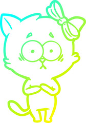 cold gradient line drawing cartoon cat