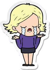 Obraz premium sticker of a cartoon girl crying