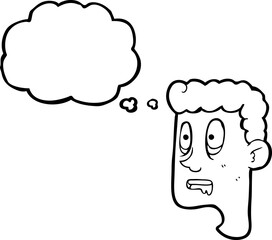 thought bubble cartoon staring man drooling