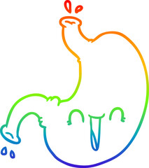 rainbow gradient line drawing cartoon happy stomach