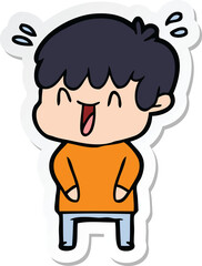 Fototapeta premium sticker of a cartoon laughing boy
