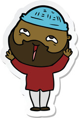 sticker of a cartoon happy bearded man