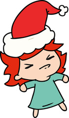 christmas cartoon of kawaii girl