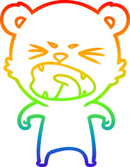 rainbow gradient line drawing angry cartoon bear