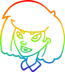 Obraz premium rainbow gradient line drawing cartoon face girl