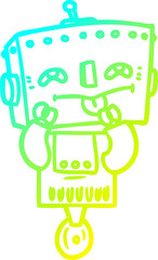 cold gradient line drawing cartoon robot