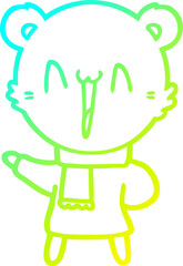 cold gradient line drawing happy bear cartoon