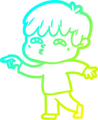 cold gradient line drawing cartoon curious man