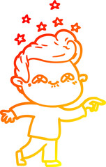 warm gradient line drawing cartoon excited man