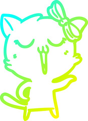 cold gradient line drawing cartoon cat