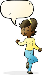 Fototapeta premium cartoon dancing woman with speech bubble