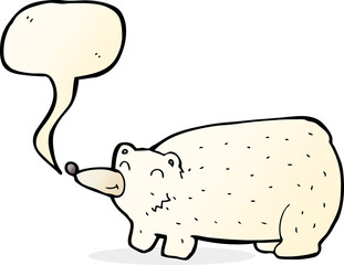 funny cartoon polar bear with speech bubble