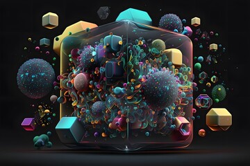 abstract sparkling floating object created using AI Generative Technology