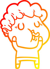 warm gradient line drawing cartoon man pulling face