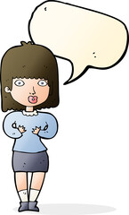 cartoon shocked woman with speech bubble