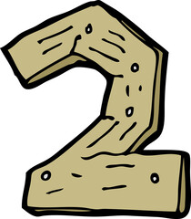 cartoon wooden number