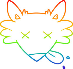 rainbow gradient line drawing cartoon dead fox