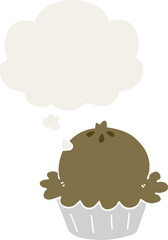 cute cartoon pie and thought bubble in retro style