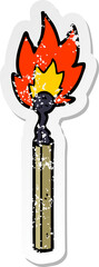 distressed sticker of a cartoon burning match