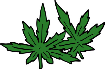 cartoon doodle marijuana leaves