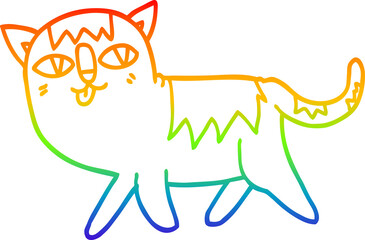 rainbow gradient line drawing cartoon funny cat