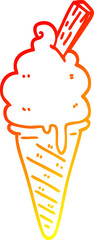 warm gradient line drawing cartoon ice cream