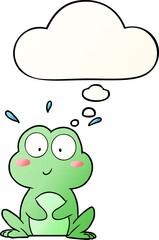 cute cartoon frog and thought bubble in smooth gradient style