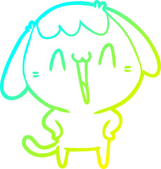 cold gradient line drawing cute cartoon dog