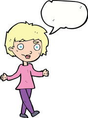 cartoon confused woman with speech bubble