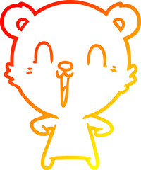 warm gradient line drawing happy cartoon polar bear