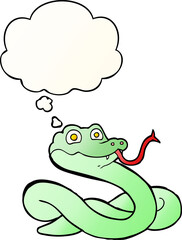 cartoon snake and thought bubble in smooth gradient style