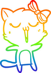 rainbow gradient line drawing cartoon cat