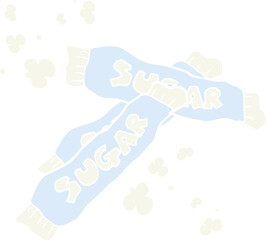 flat color illustration of a cartoon packets of sugar