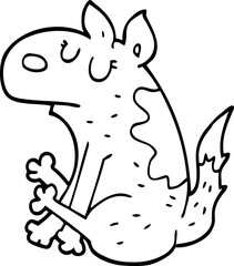 line drawing cartoon dog sitting