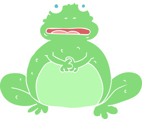 flat color illustration of a cartoon frog