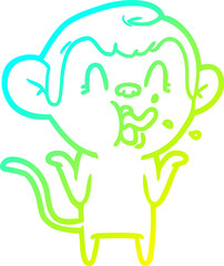 cold gradient line drawing crazy cartoon monkey