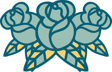 tattoo style icon of a bouquet of flowers