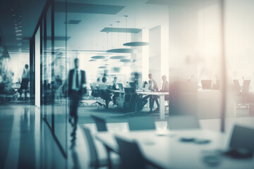 businessman walking in a long corridor with tile and concrete walls. The light is shining in the end. Cityscape foreground. 3d rendering mock up toned image double exposure Generative AI