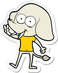 sticker of a happy cartoon elephant