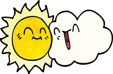 cartoon doodle happy sunshine and cloud