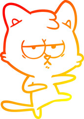 warm gradient line drawing bored cartoon cat