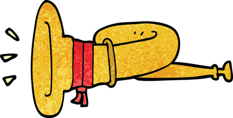 cartoon doodle curled horn instrument