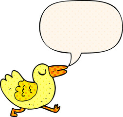 cartoon bird and speech bubble in comic book style