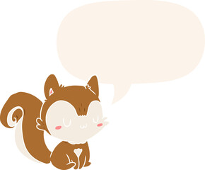 cartoon squirrel and speech bubble in retro style